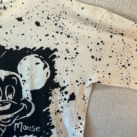 Disney Mickey Mouse Vintage Single Stitch Short Sleeve Splatter Print Graphic - Picture 7 of 16